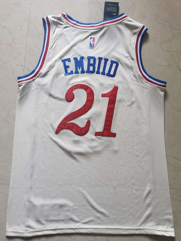 Philadelphia 76ers 2020 EMBIID #21 White City Basketball Jersey (Stitched)