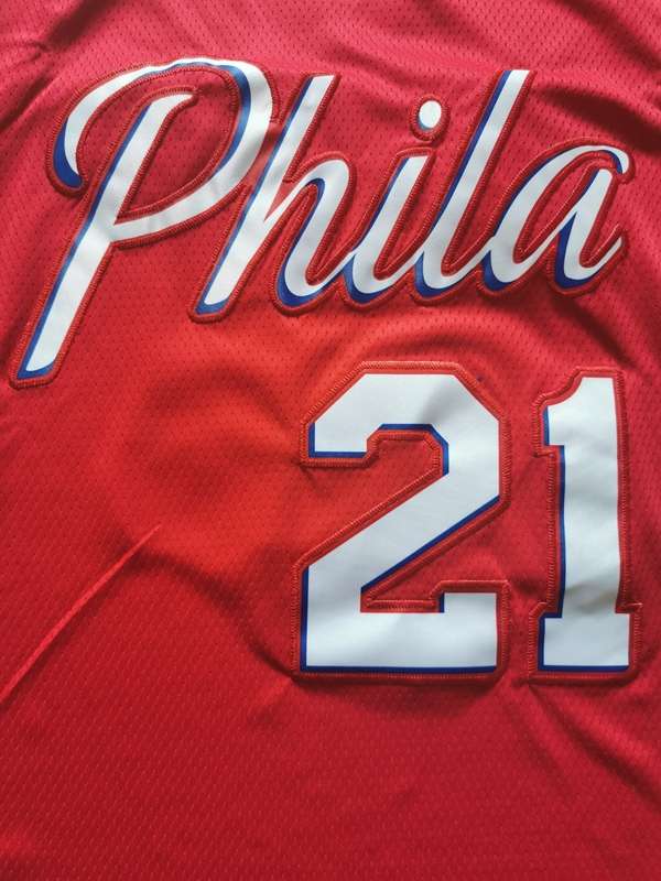 Philadelphia 76ers 2020 EMBIID #21 Red Basketball Jersey (Stitched)