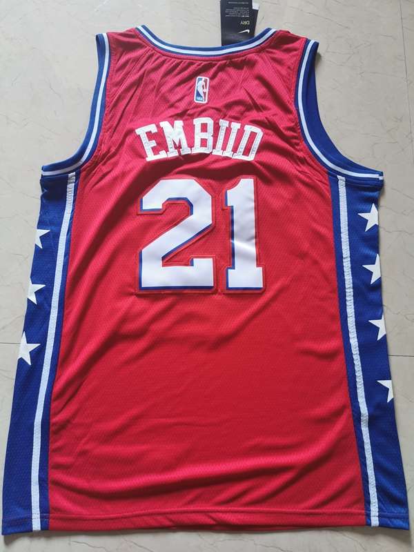 Philadelphia 76ers 2020 EMBIID #21 Red Basketball Jersey (Stitched)