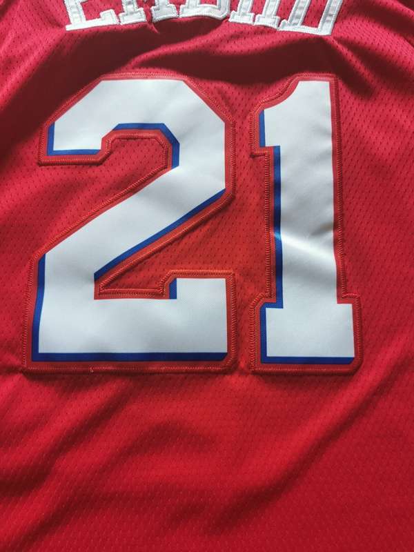 Philadelphia 76ers 2020 EMBIID #21 Red Basketball Jersey (Stitched)