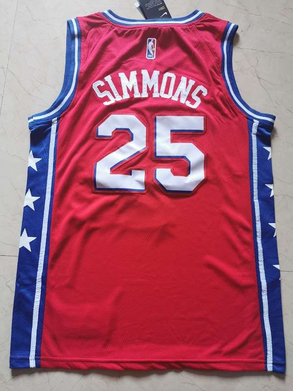 Philadelphia 76ers 2020 SIMMONS #25 Red Basketball Jersey (Stitched)