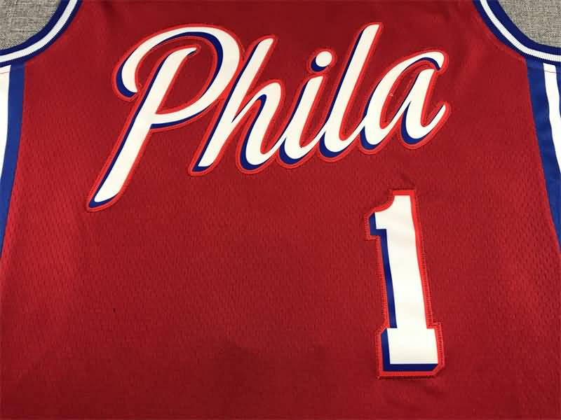 Philadelphia 76ers 21/22 HARDEN #1 Red AJ Basketball Jersey (Stitched)