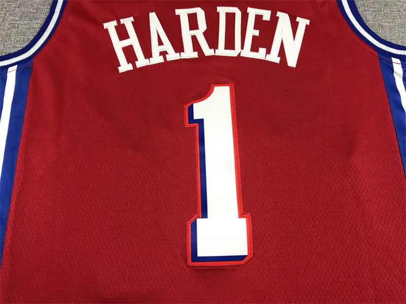 Philadelphia 76ers 21/22 HARDEN #1 Red AJ Basketball Jersey (Stitched)