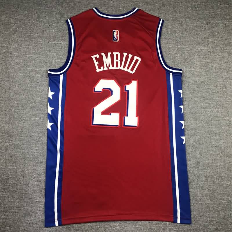 Philadelphia 76ers 21/22 EMBIID #21 Red AJ Basketball Jersey (Stitched)