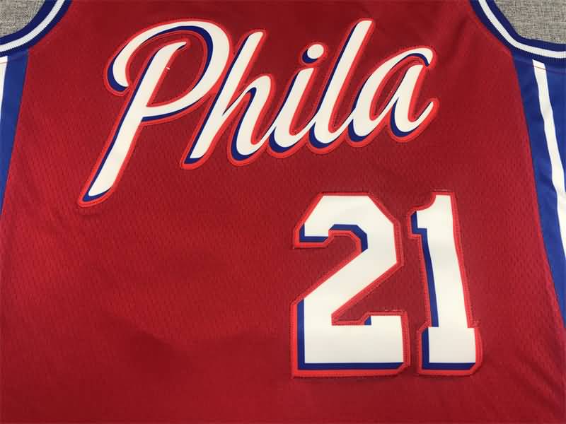 Philadelphia 76ers 21/22 EMBIID #21 Red AJ Basketball Jersey (Stitched)