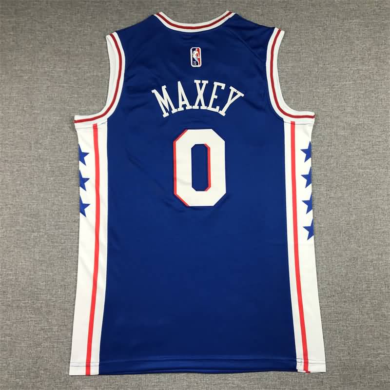 Philadelphia 76ers 21/22 MAXEY #0 Blue Basketball Jersey (Stitched)