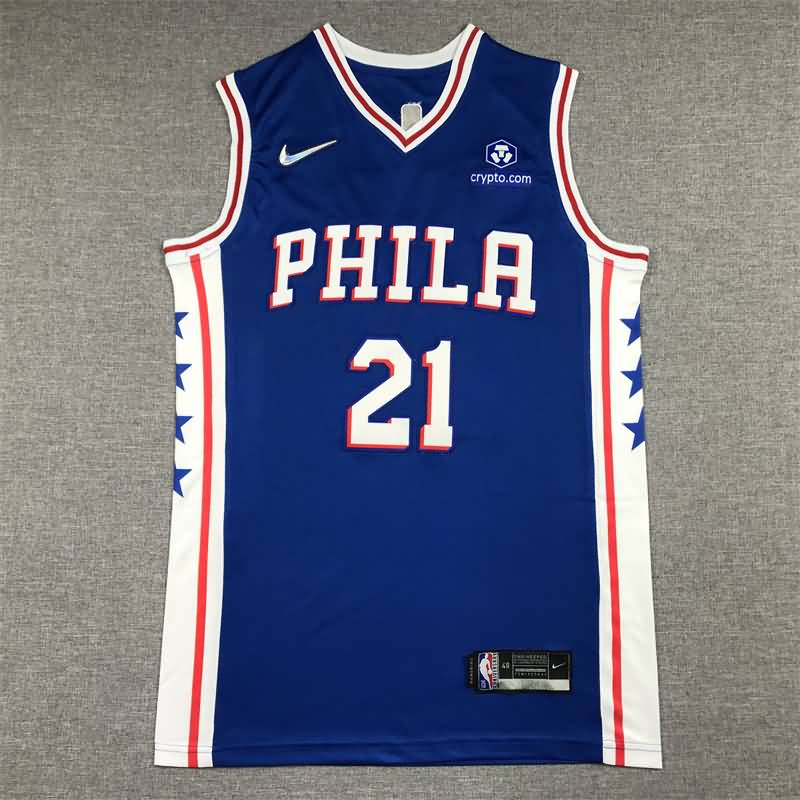 Philadelphia 76ers 21/22 EMBIID #21 Blue Basketball Jersey (Stitched)