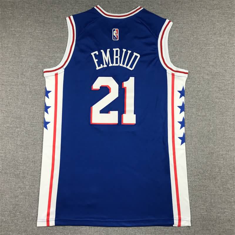 Philadelphia 76ers 21/22 EMBIID #21 Blue Basketball Jersey (Stitched)