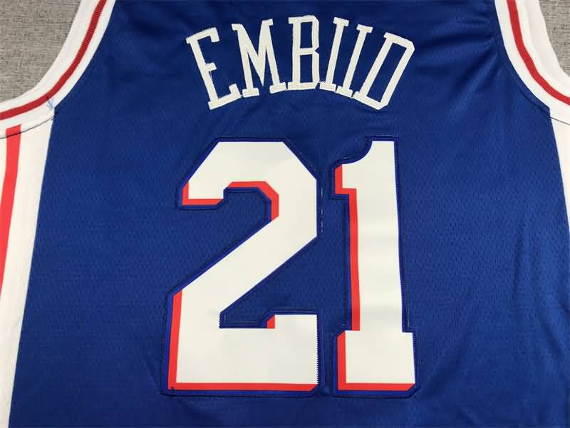 Philadelphia 76ers 21/22 EMBIID #21 Blue Basketball Jersey (Stitched)