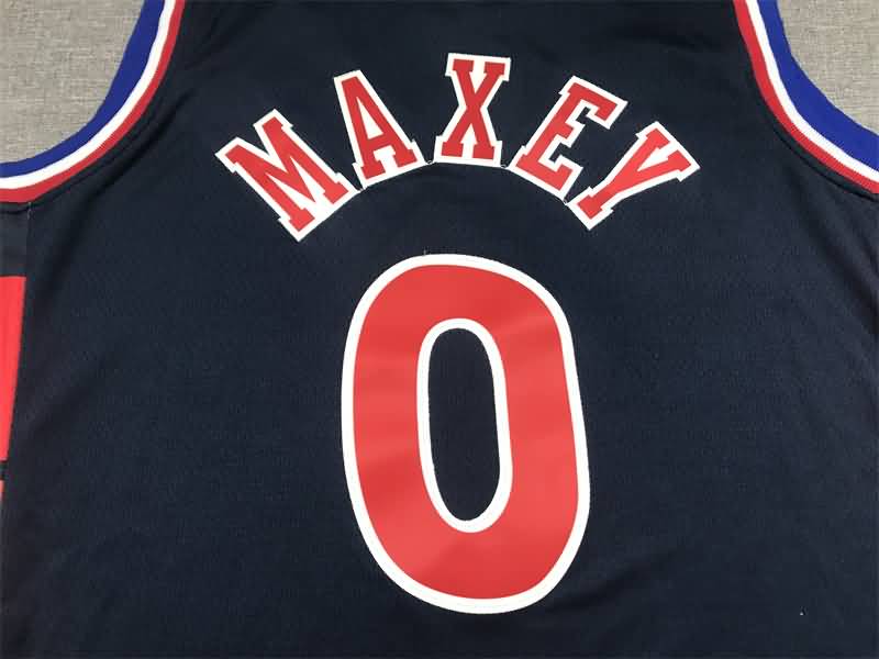 Philadelphia 76ers 21/22 MAXEY #0 Dark Blue City Basketball Jersey (Stitched)