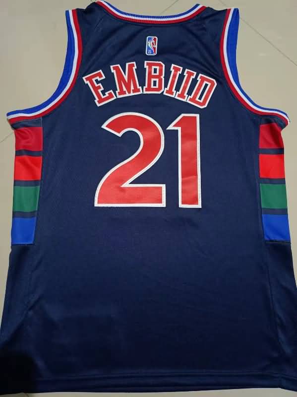 Philadelphia 76ers 21/22 EMBIID #21 Dark Blue City Basketball Jersey (Stitched)