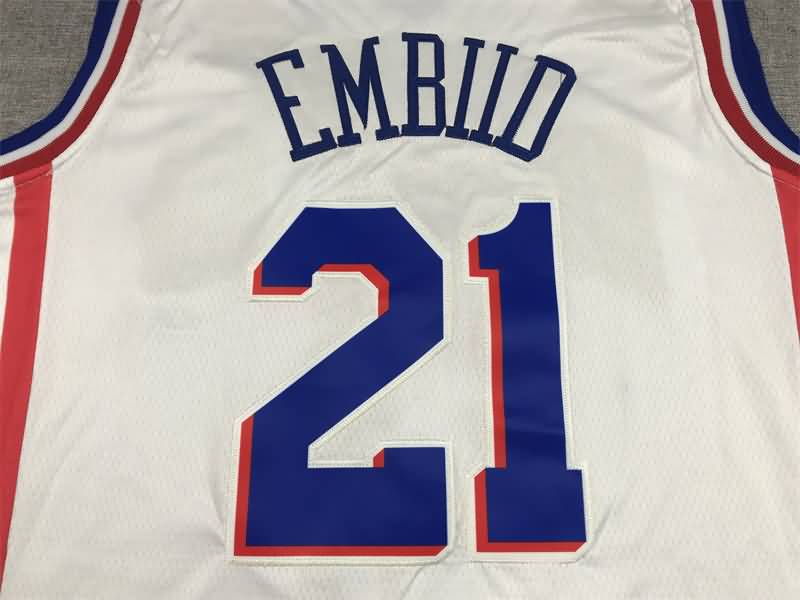 Philadelphia 76ers 21/22 EMBIID #21 White Basketball Jersey (Stitched)