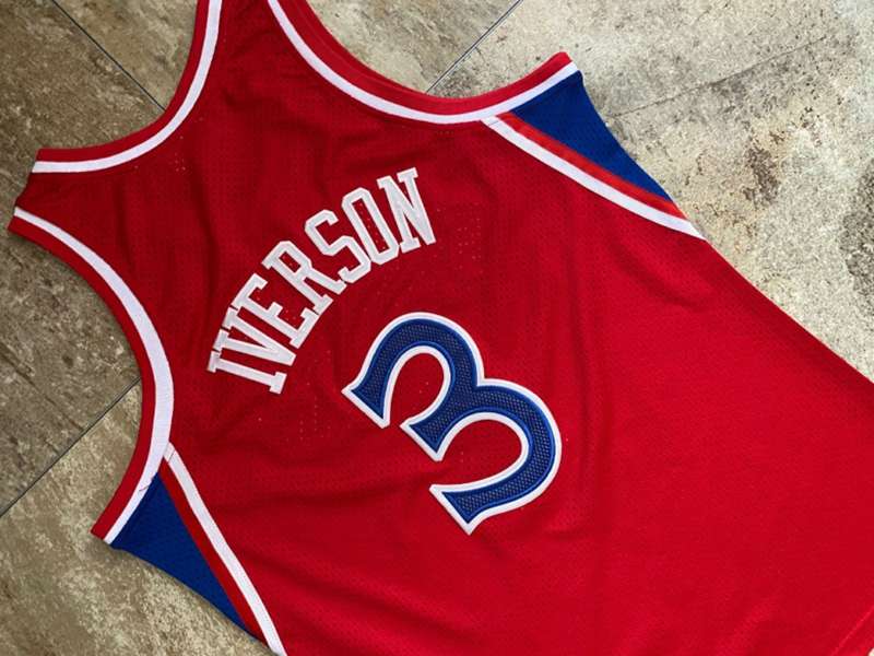 Philadelphia 76ers 1996/97 IVERSON #3 Red Classics Basketball Jersey (Closely Stitched)