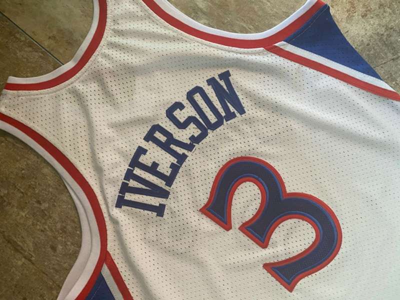 Philadelphia 76ers 1996/97 IVERSON #3 White Classics Basketball Jersey (Closely Stitched)