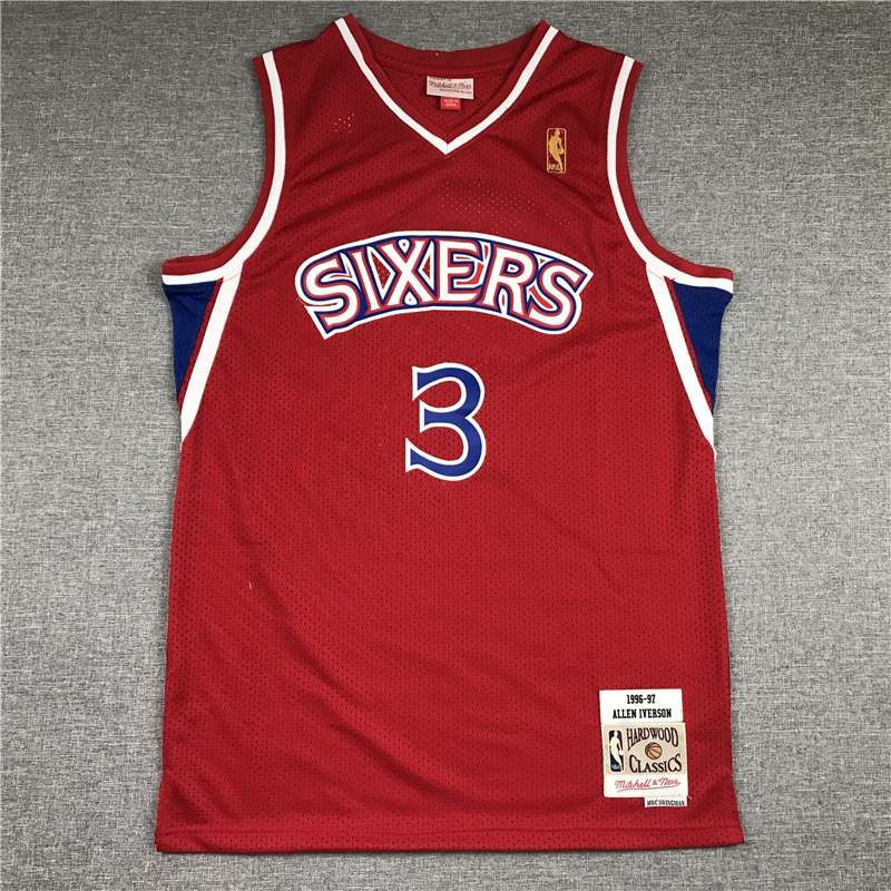 Philadelphia 76ers 1996/97 IVERSON #3 Red Classics Basketball Jersey (Stitched)