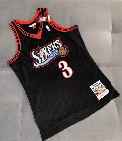 Philadelphia 76ers 1997/98 IVERSON #3 Black Classics Basketball Jersey (Closely Stitched)