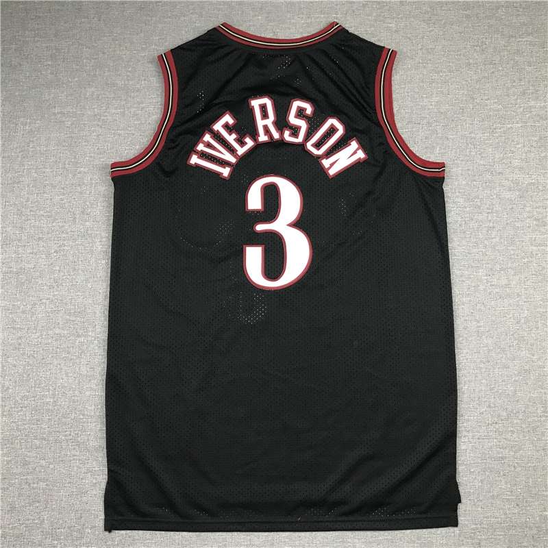 Philadelphia 76ers 1997/98 IVERSON #3 Black Classics Basketball Jersey 02 (Closely Stitched)