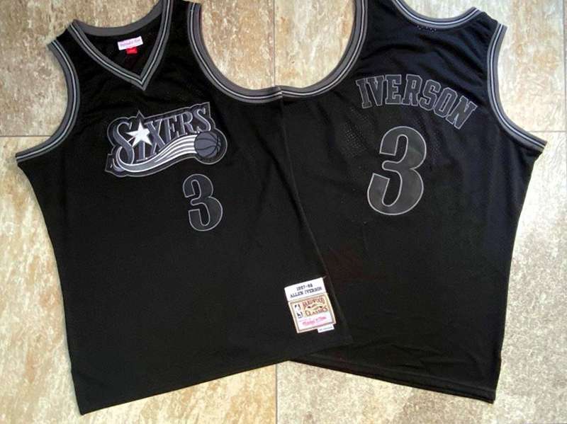 Philadelphia 76ers 1997/98 IVERSON #3 Black Classics Basketball Jersey 03 (Closely Stitched)