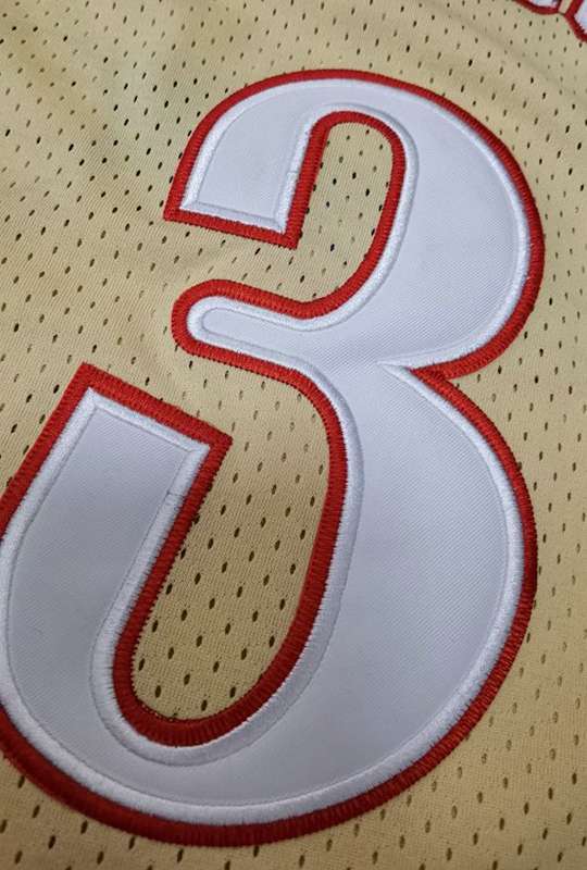 Philadelphia 76ers 1997/98 IVERSON #3 Gold Classics Basketball Jersey (Closely Stitched)