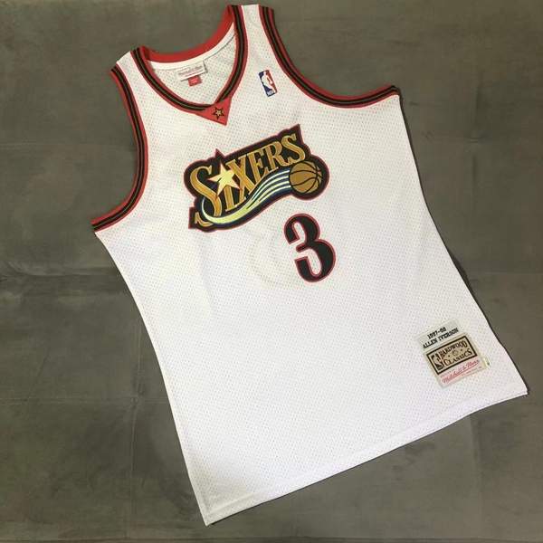 Philadelphia 76ers 1997/98 IVERSON #3 White Classics Basketball Jersey (Closely Stitched)