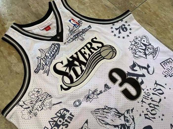 Philadelphia 76ers 1997/98 IVERSON #3 White Classics Basketball Jersey 02 (Closely Stitched)