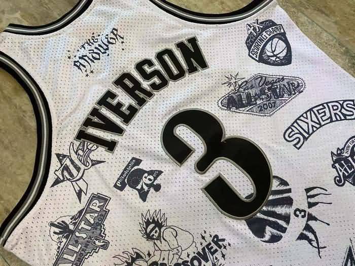 Philadelphia 76ers 1997/98 IVERSON #3 White Classics Basketball Jersey 02 (Closely Stitched)