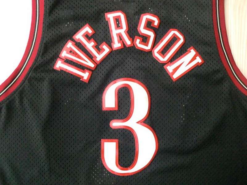 Philadelphia 76ers IVERSON #3 Black Classics Basketball Jersey (Stitched)