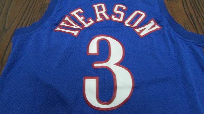 Philadelphia 76ers IVERSON #3 Blue Classics Basketball Jersey (Stitched)