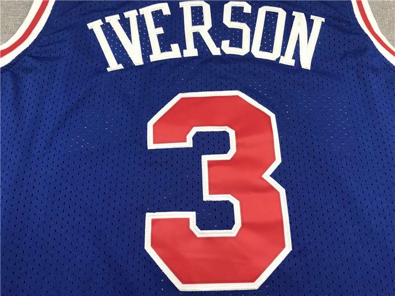 Philadelphia 76ers IVERSON #3 Blue 10th Anniversary Classics Basketball Jersey (Stitched)