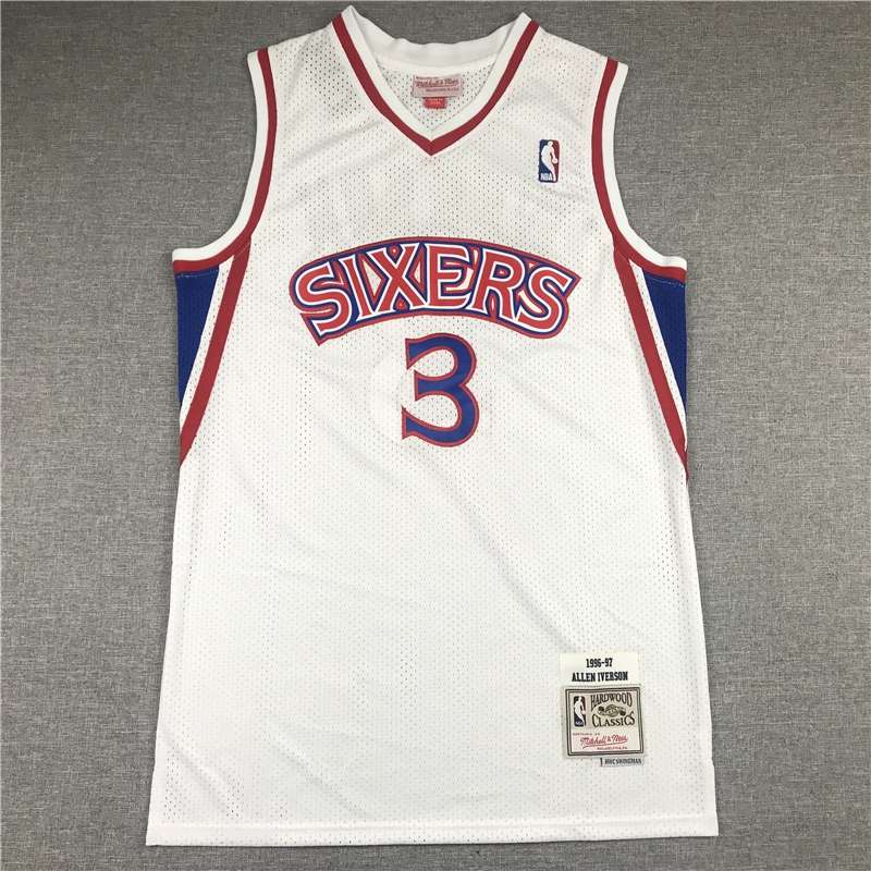 Philadelphia 76ers IVERSON #3 White Classics Basketball Jersey 02 (Stitched)