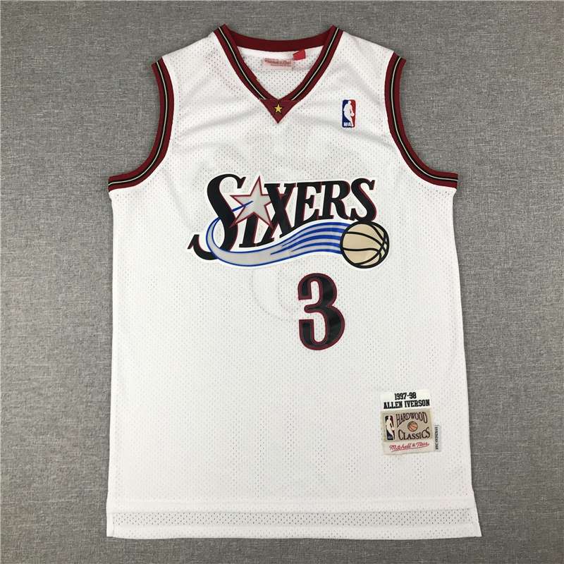 Philadelphia 76ers IVERSON #3 White Classics Basketball Jersey 03 (Stitched)