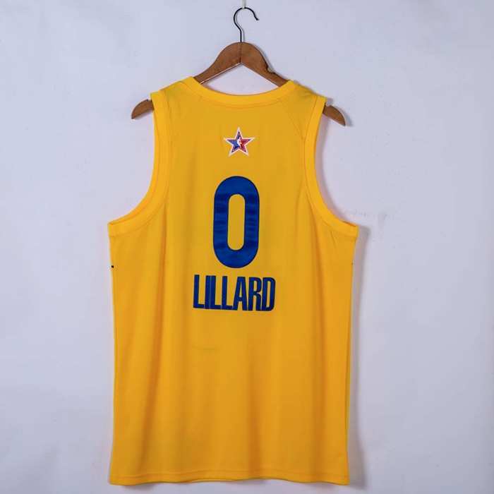 Portland Trail Blazers 2021 LILLARD #0 Yellow All Star Basketball Jersey (Stitched)