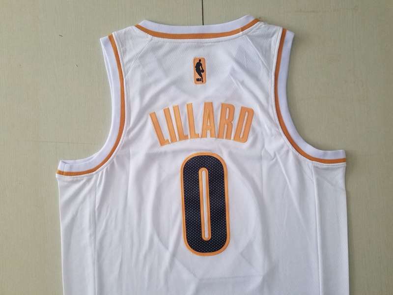 Portland Trail Blazers 2020 LILLARD #0 White Gold Basketball Jersey (Stitched)