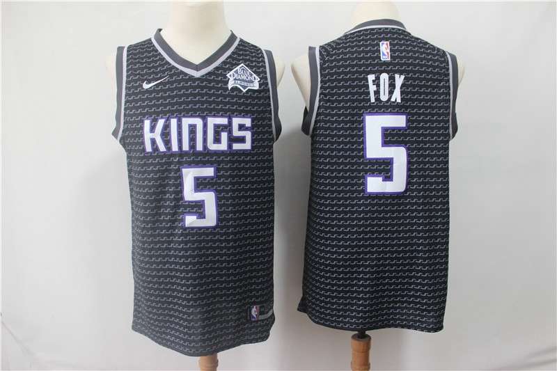 Sacramento Kings FOX #5 Black Classics Basketball Jersey (Stitched)