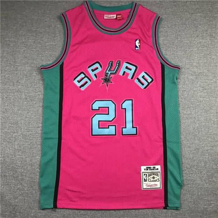 1998/99 San Antonio Spurs #21 DUNCAN Pink Classics Basketball Jersey (Stitched)