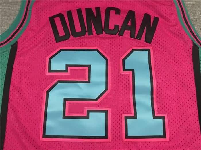 1998/99 San Antonio Spurs #21 DUNCAN Pink Classics Basketball Jersey (Stitched)