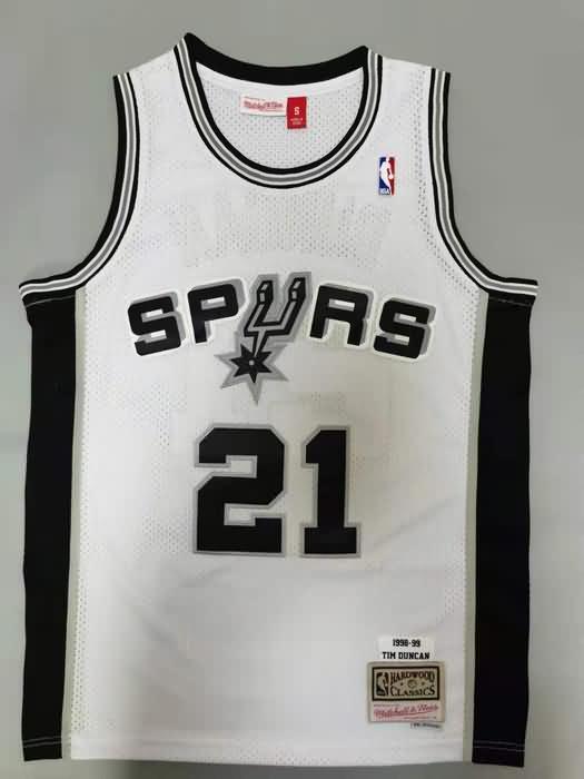 San Antonio Spurs 1998/99 DUNCAN #21 White Classics Basketball Jersey (Stitched)
