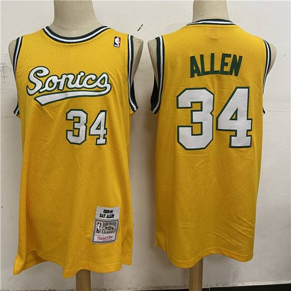 Seattle Sounders 2003/04 ALLEN #34 Yellow Classics Basketball Jersey (Stitched)