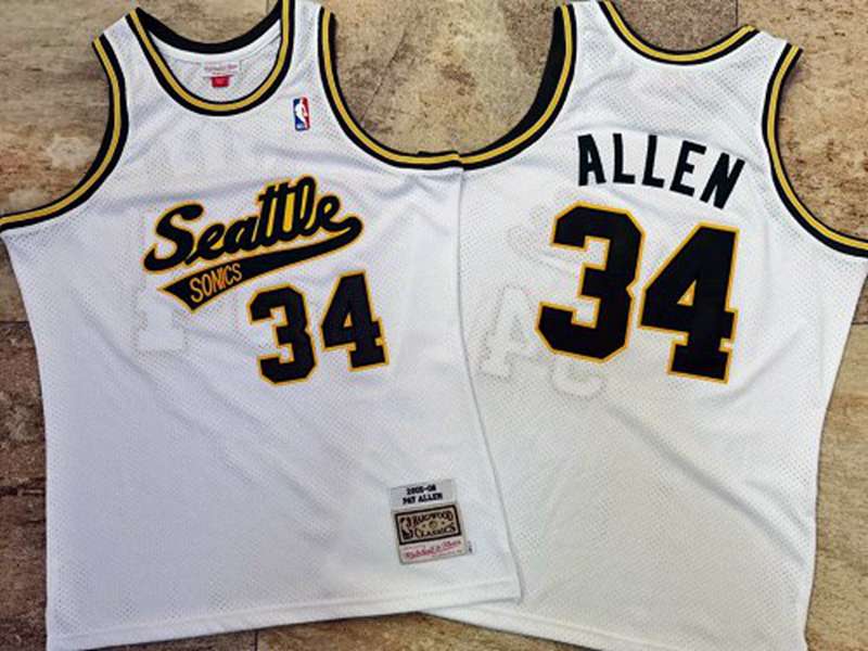 Seattle Sounders 2005/06 ALLEN #34 White Classics Basketball Jersey (Closely Stitched)