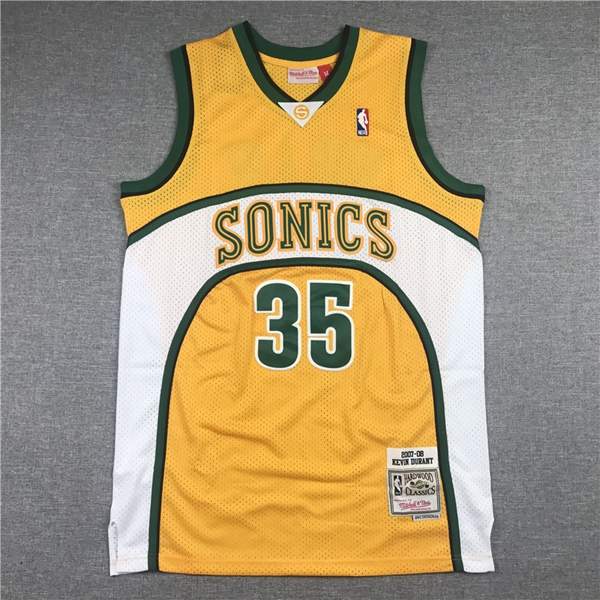 Seattle Sounders 2007/08 DURANT #35 Yellow Classics Basketball Jersey 02 (Stitched)