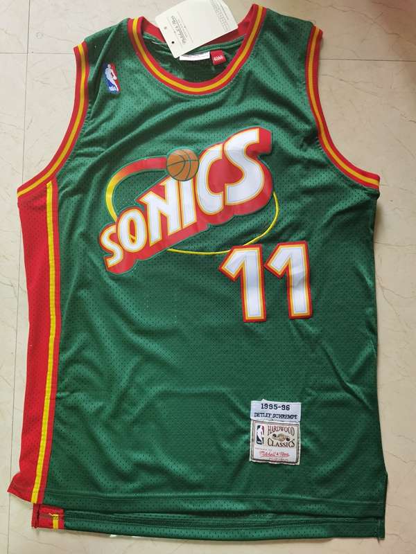 Seattle Sounders 1995/96 SCHREMPF #11 Green Classics Basketball Jersey (Stitched)