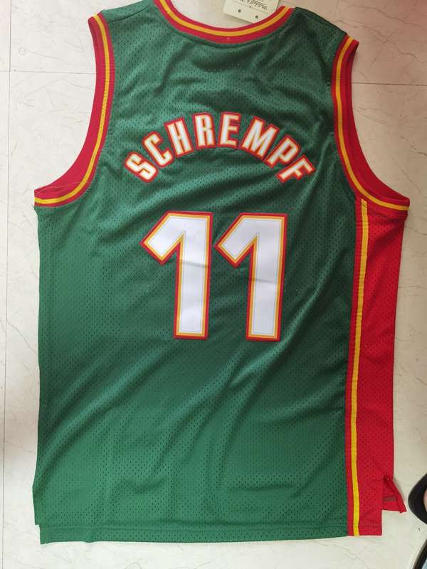 Seattle Sounders 1995/96 SCHREMPF #11 Green Classics Basketball Jersey (Stitched)