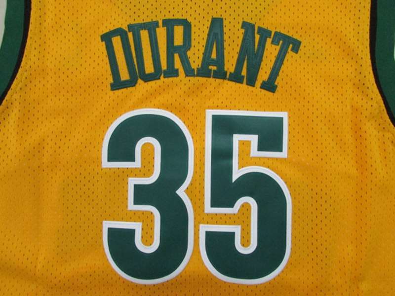 Seattle Sounders DURANT #35 Yellow Classics Basketball Jersey (Stitched)