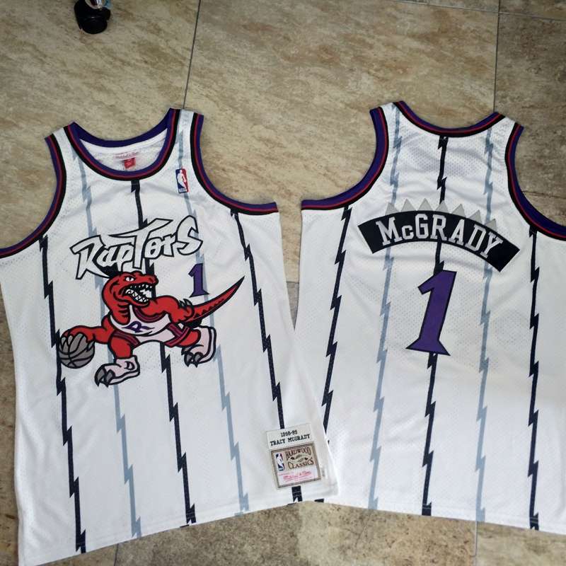 Toronto Raptors 1998/99 MCGRADY #1 White Classics Basketball Jersey (Closely Stitched)