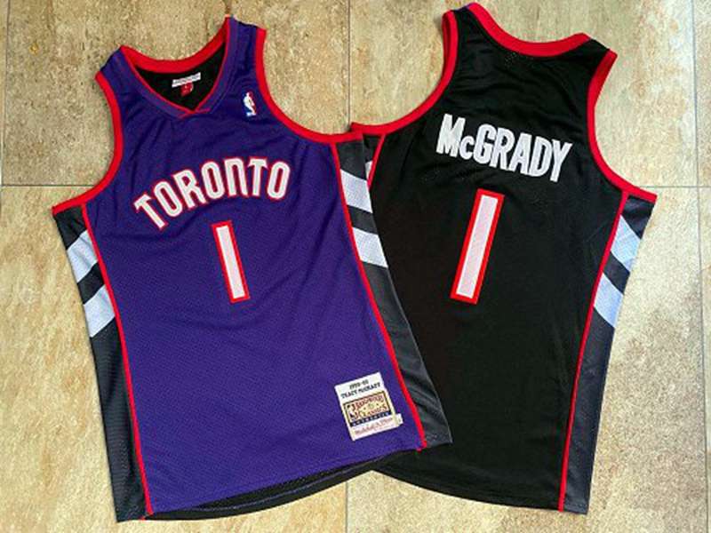 Toronto Raptors 1999/00 MCGRADY #1 Purple Black Classics Basketball Jersey (Closely Stitched)