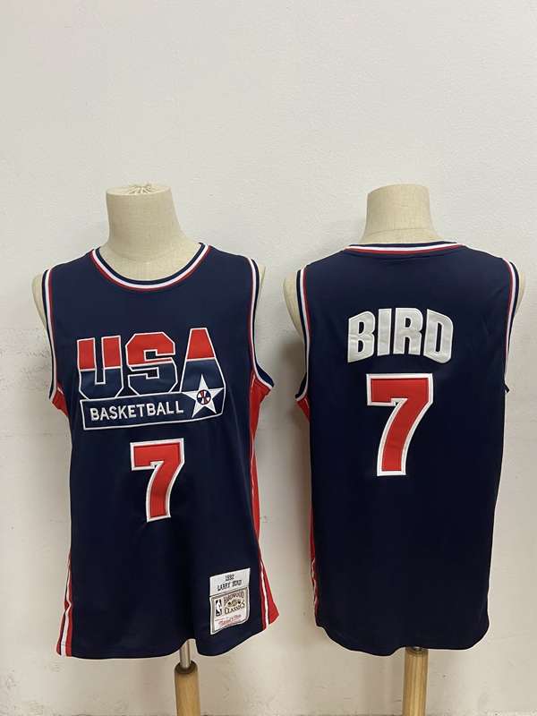 USA 1992 BIRD #7 Dark Blue Classics Basketball Jersey (Stitched)