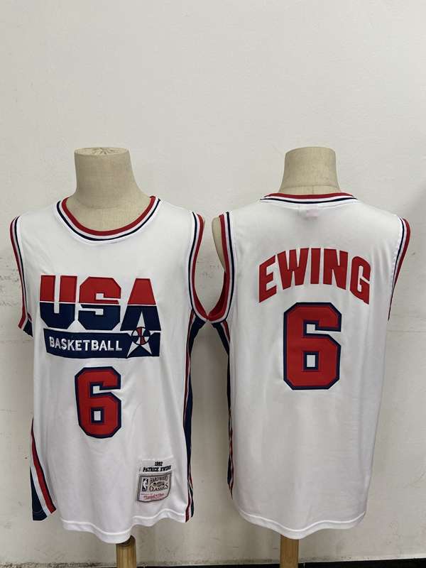 USA 1992 EWING #6 White Classics Basketball Jersey (Stitched)