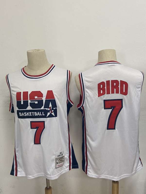 USA 1992 BIRD #7 White Classics Basketball Jersey (Stitched)