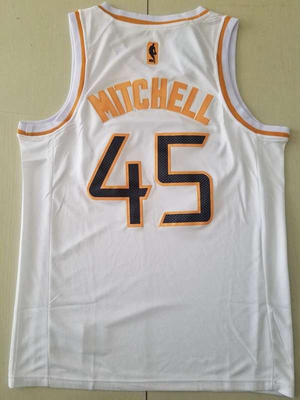 Utah Jazz 2020 MITCHELL #45 White Gold Basketball Jersey (Stitched)