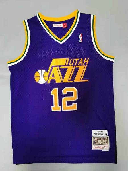 Utah Jazz 1991/92 STOCKTON #12 Purple Classics Basketball Jersey (Stitched)